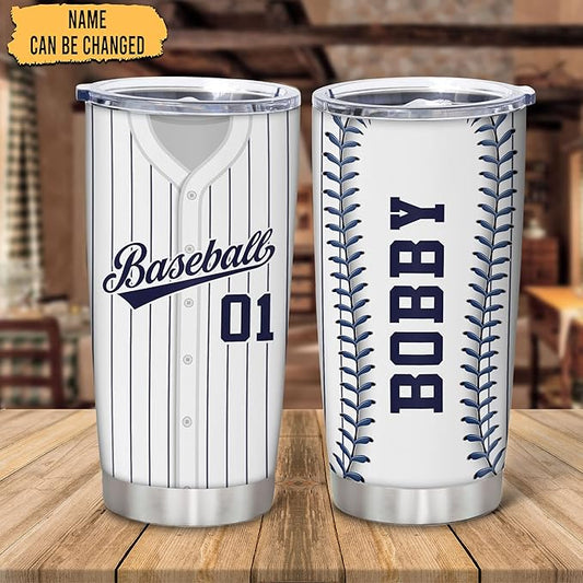 Hyturtle Personalized Baseball Tumbler Baseball Players Design Stainless Steel Double Walled Vacuum Insulated Tumblers 20oz30oz Coffee Travel Mug Cup Christmas Gift For Men Boys Friends Dad Sports Fan