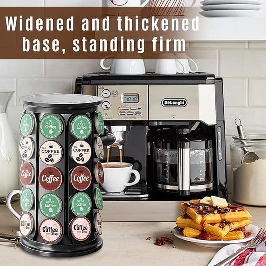 K Cup Holder, Coffee Pod Storage Carousel Holder Organizer Compatible with 40 Keurig K-Cup Pods, Home or Office Kitchen Counter Organizer(Black)