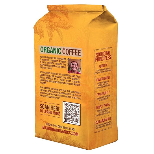 Mayorga Decaf Dark Roast 5lb Bag Cafe Swiss Water Decaffeinated Cubano Roast 100% Arabica Whole Coffee Beans - Smoothest Organic Coffee - Specialty Grade, Non-GMO, Direct Trade