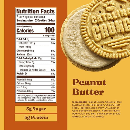 Catalina Crunch Protein Cookies, 4g Protein per Serving | Low-Sugar Sandwich Cookies | Gluten Free, Vegan | Keto Dessert Snacks - Peanut Butter, 5.9 oz. (14 Count)