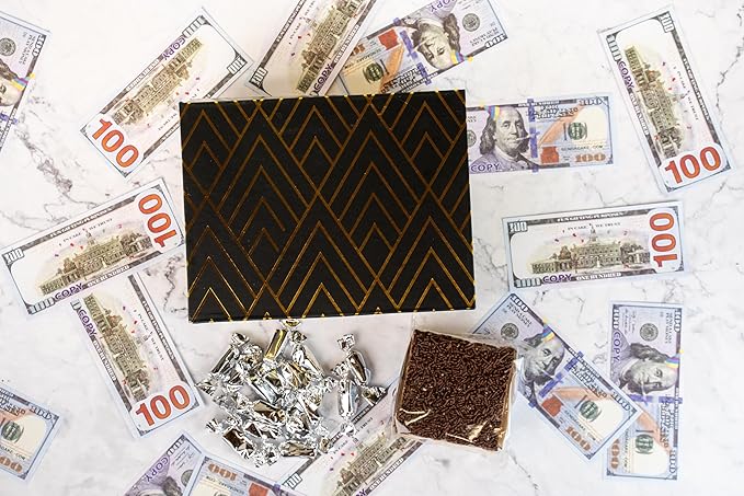 Luxe Billionaire Birthday Gift Box by Send A Cake β Music Box with Shooting Birthday Bills, Sweet Caramels & 3" Chocolate Sprinkle Crispy Cake β Ready-to-Gift, No Assembly, Gift for Women, Men & Kids