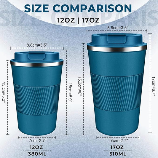 Insulated Coffee Tumbler 12 oz, Stainless Steel Coffee Mug with Lids, Travel Coffee Mug Leak Proof, Double Wall Vacuum Insulated Reusable Coffee Cup, Keep Drinks Hot and Cold (Deep Teal, 12 Ounces)