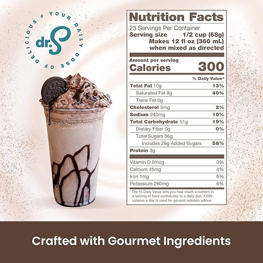 Dr. Smoothie Café Essentials Cookies & Cream – No Artificial Colors, Flavors, or Sweeteners – Shelf Stable – Caffeine-Free – Great for Hot, Iced, & Frozen Frappes (3.5 lb Bag, 23 Servings)