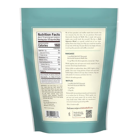 Bob's Red Mill Signature Buttermilk Pancake Mix, 20oz (Pack of 1)- Just Add Water, Makes 32-40 Pancakes per Bag