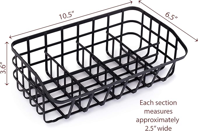 Tea Bag Organizer Caddy - Metal Tea Box Storage Holder for Cups, Pods, Packets, Condiment Accessories - Black