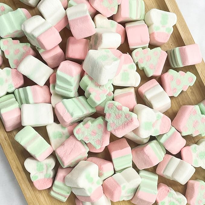 4E's Novelty Sweet Christmas Marshmallow Soft Candy Treats 65pcs (200gram) Bulk Snowman & Santas Shapes, Christmas Candy Stocking Stuffers Snacks, Party Favor for Kids & Adults