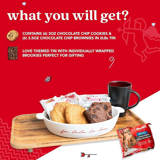 David’s Cookies Gluten-Free Assorted Cookies and Brownies 2Lbs - Comes In A Beautiful Love-Themed Tin Gift Box – Delicious Gourmet Food Gift For Loved Ones, Friends And Family