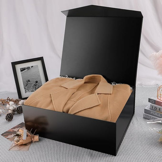 19.2x15.8x7 Inches, 5 Extra Large Gift Boxes with Lids, Groomsmen Proposal Boxes with Magnetic Closure, Giant Gift Boxes for Clothes and Large Gifts (Glossy Black)