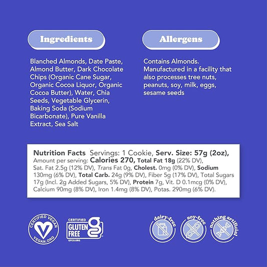Love + Chew Superfood Soft Baked Cookies, Chocolate Chia Flavor, Plant Based Cookie Made With Chia Seeds & Dark Chocolate for Kids and Adults, Vegan Snacks, Gluten Free, Paleo, Non GMO, 60 Pack