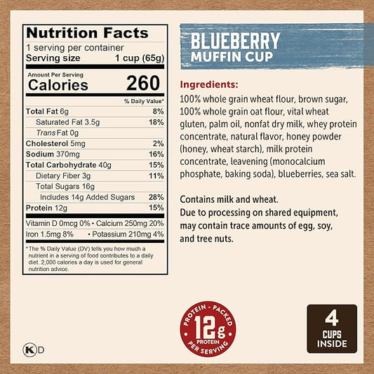 Kodiak Cakes Minute Muffin Cup Variety Pack - 100% Whole Grains, Double Dark Chocolate, Blueberry & Cinnamon Roll (Pack of 12)