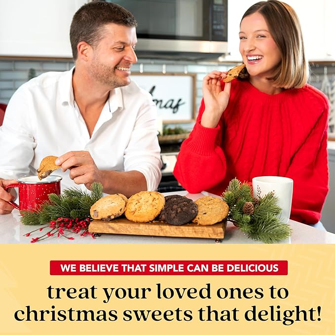 David's Cookies Gourmet and Freshly Baked Merry Christmas Assorted Cookies in a Lovely Tin Gift Box For Your Love Ones, Deliciously Handmade Soft Variety of Cookies - 2 Lbs