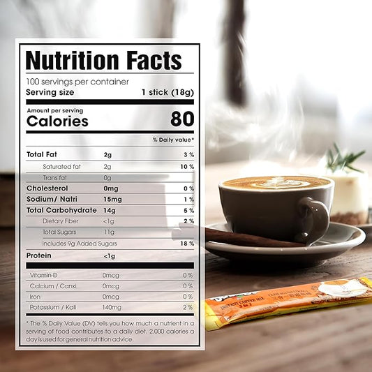 Vinacafe Premium 100 Sticks 3 in 1 Instant Coffee Mix, Single Serves