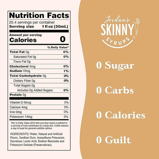 Jordan's Skinny Syrups Sugar Free Coffee Syrup, White Chocolate Flavor Mix, Zero Calorie Flavoring for Lattes, Protein Shake, Cocktail & More, Gluten Free, Keto Friendly, 25.4 Fl Oz (Pack of 2)