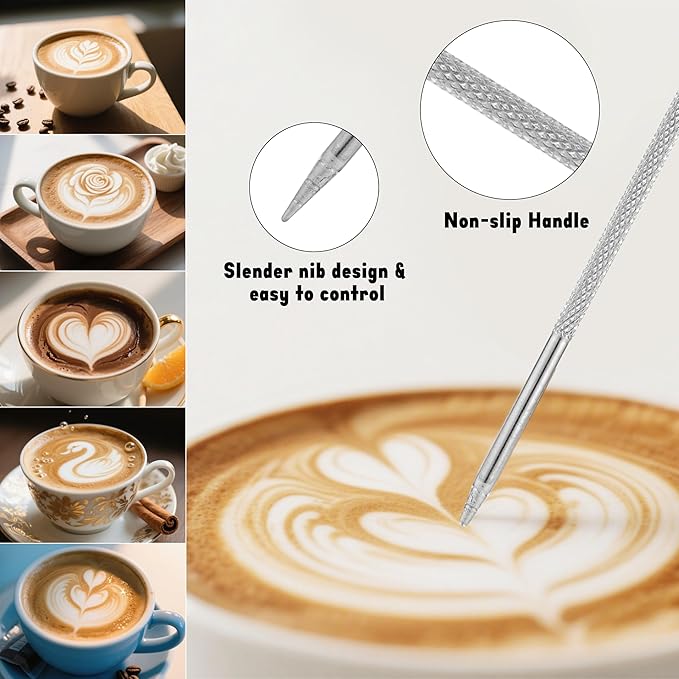 MiShooยฎ Milk Frothing Pitcher, 20oz Steaming Pitcher 304 Stainless Steel Espresso Machine Accessories for Coffee Bar, Cappuccino Barista Tools Milk Jug Steamer Frother Cup with Latte Art Pen