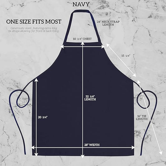 GREEN LIFESTYLE 12 Pack Professional Chef Apron – Grilling Aprons for Men, Waterproof Cooking Apron for BBQ, Work or Restaurant Use, Kitchen Aprons for Women – Navy, No Pockets