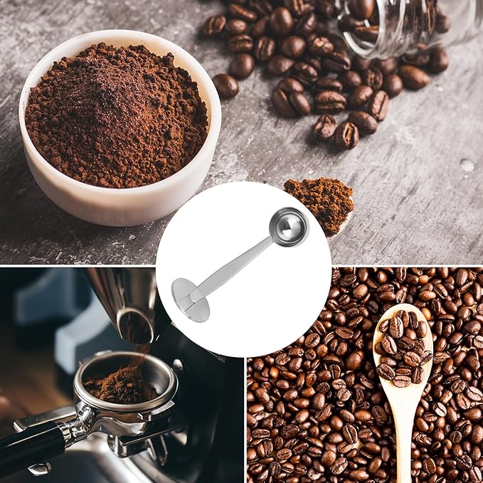 DFD 2-Inch-1 Coffee Scoops, 304 Stainless Steel Tablespoon Measure Spoon with Pressed Bottom for Coffee Bean Press Coffee Grinding Pressing(Silver15 ml)