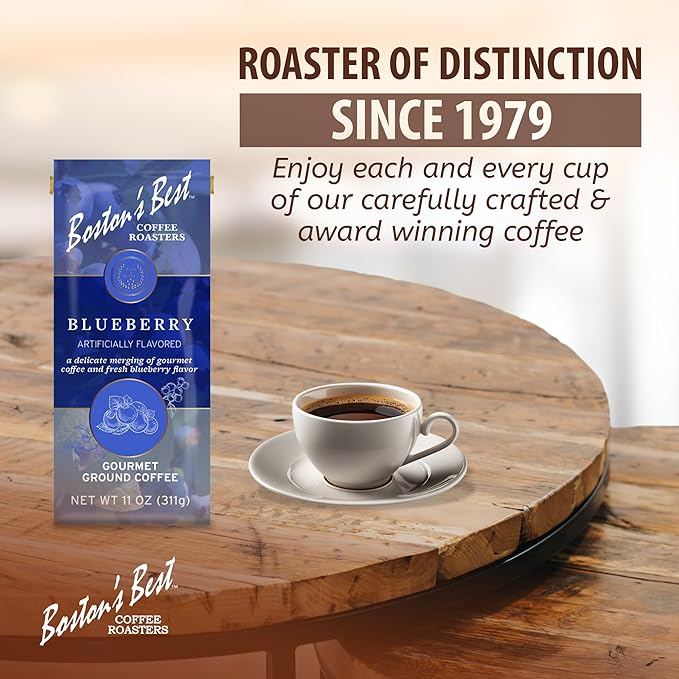 Bostonโs Best Coffee - Blueberry Flavored Delicious Gourmet Premium Ground Coffee, 11 oz. / 311 g Bag