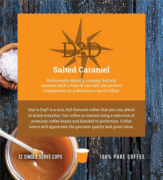 Day To Day 12-Count Salted Caramel, Light Roast Single Serve Coffee Pods for K-Cup Keurig Brewers