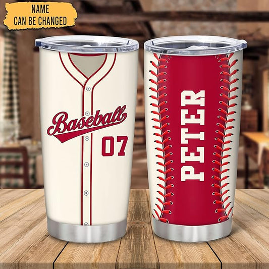 Hyturtle Personalized Baseball Tumbler Baseball Players Design Stainless Steel Double Walled Vacuum Insulated Tumblers 20oz30oz Coffee Travel Mug Cup Christmas Gift For Men Boys Friends Dad Sports Fan