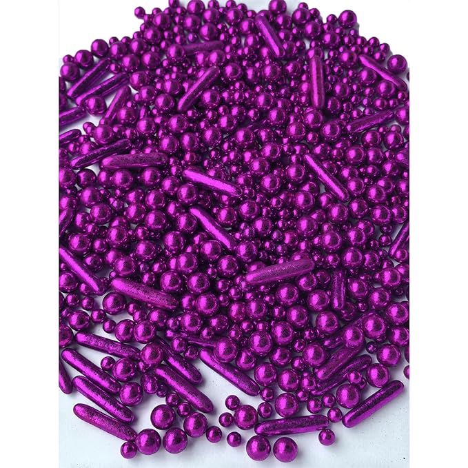 Sprinkles Purple Pearl Sugar Candy Mix Size Baking Cake Decorations Cupcake Toppers Celebrations Shaker Jar Wedding Shower Party (130g/4.2oz)