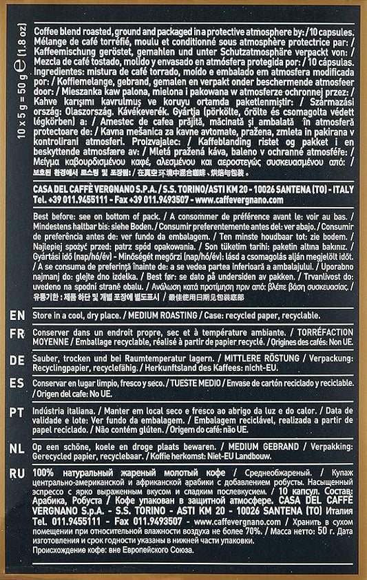 Caffe' Vergnano 1882 120 Count Oro Original Line Machine Compatible, Compostable Expresso Capsules, Arabica Medium Roast Coffee Pods with notes of Vanilla and Milk Chocolate, Intensity 4/10