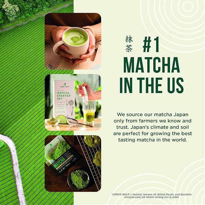 Jade Leaf Matcha Organic Premium Ceremonial Grade Matcha Green Tea Powder - Japanese - Culinary, Ingredient, Ceremonial Barista Teahouse, Latte, Collagen, 0.04 Ounce (Pack of 100), Ceremonial Matcha