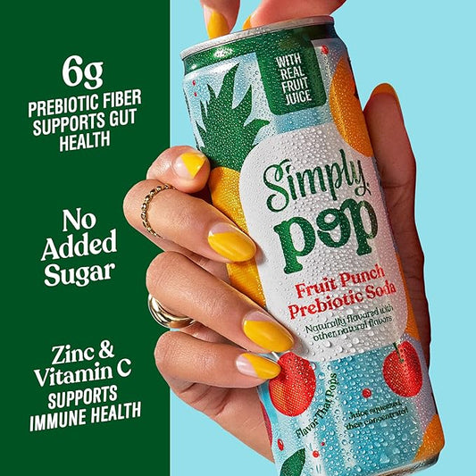 Simply POP Prebiotic Soda Fruit Punch Cans, 12 fl oz, 12 Pack