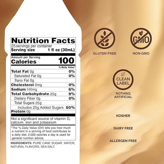 Monin - Salted Caramel Syrup, Natural Flavors, Great for Mochas, Lattes, Smoothies, Shakes, and Cocktails, Non-GMO, Gluten-Free (750 ml)