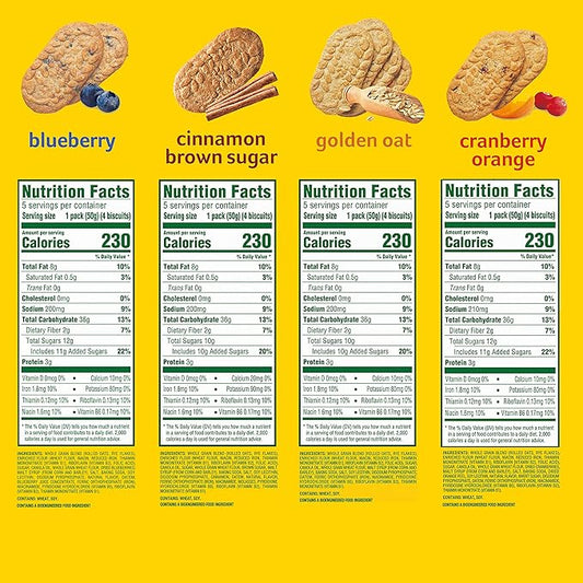 belVita Breakfast Bars Biscuits Variety Pack, 4 Flavors, 30 Total Packs, Christmas Stocking Stuffers, 6 Boxes (4 Biscuits Per Pack)