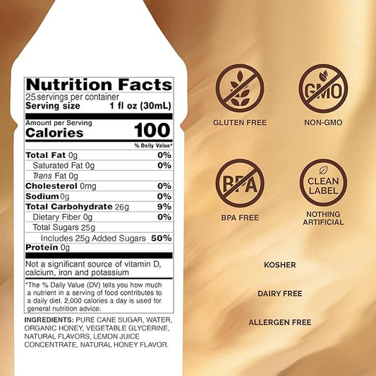 Monin - Honey Syrup, Smooth Sweet Honey Flavor, Great for Teas, Lemonades, Cocktails, & Coffee, Gluten-Free, Non-GMO (1 Liter)