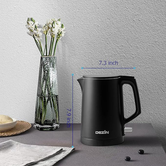 Dezin Electric Kettle, 0.8L Portable Travel Kettle with Double Wall Construction, 304 Stainless Steel Electric Tea Kettle for Business Trip, Small Electric Kettle with Auto Shut-Off (Without Cup)