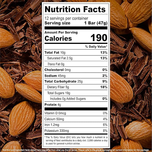 JONESBAR Organic Plant Based Protein Bars | Dark Chocolate Almond | Fruit & Nut Bar, Kosher, Gluten Free, Breakfast Bars, School Snacks, Vegan Snack & Healthy Snacks for Adults and Kids (Pack of 12)