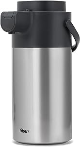Tiken Airpot Coffee Dispenser with Pump - Coffee Carafes for Keeping Hot - Beverage Dispenser - 135oz/4L Thermal Coffee Carafe for Hot Liquids - Stainless Steel Insulated Coffee Thermos Carafe