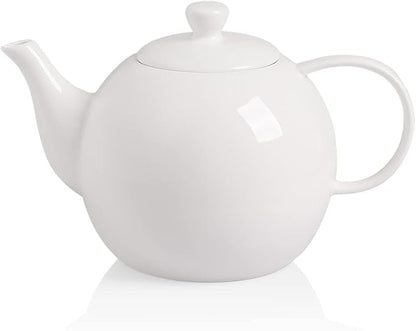 Sweejar Porcelain Teapot with Removable Stainless Steel Infuser,Microwave & Dishwasher Safe Tea Pots for Loose Tea,Tea Infuser Pots for Chrismas Women Gift (40oz White)