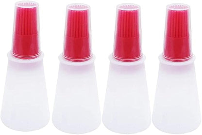 Silicone Oil bottle brush，BBQ/Pastry Basting Brushes,Silicone Cooking Grill Barbecue Baking Pastry Oil/Honey/Sauce Bottle Brush (4 PCS,red)