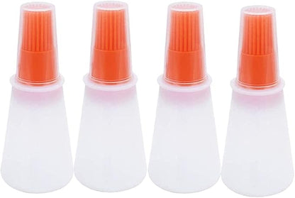Silicone Oil bottle brush，BBQ/Pastry Basting Brushes,Silicone Cooking Grill Barbecue Baking Pastry Oil/Honey/Sauce Bottle Brush (4 PCS,orange)