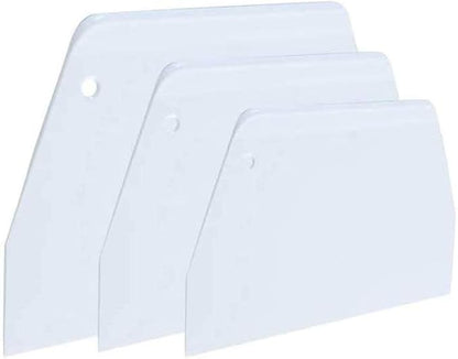 Luckycivia 3-Piece Trapezoidal Plastic Scraper - Multi-Function Kitchen Tool for Pizza Dough, Pastry, Cake (White)