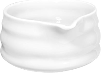 White Matcha Bowl with Spout - Chawan - Ceramic Matcha Bowls - Japanese Traditional Macha Tea Bowl for Mixing - Matcha Cup - Matcha Accessories - More Durable than Glass