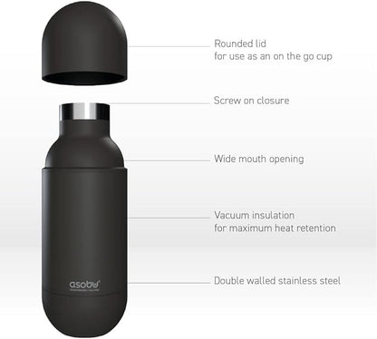 asobu Orb Stainless Steel Double Wall Insulated Travel Water Bottle – Lid Doubles as a Cup 14 Ounce (Pastel Mint)…