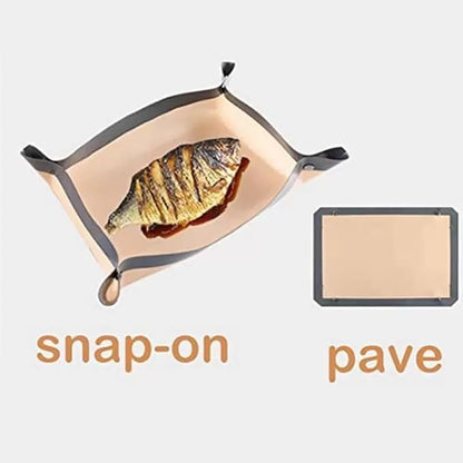 2 Pcs Silicone Fiber Baking Mat with Buckle,Corner Clip for Leak Proof Baking Pan or Unclip for Flat Baking Sheet Liner, Oven Liner (30X21cm,42x29.5cm) BPA-Free and Non-Stick