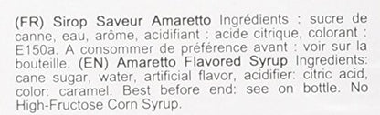 1883 Amaretto Syrup for Drinks, Made in France, 1 Liter Plastic Bottle