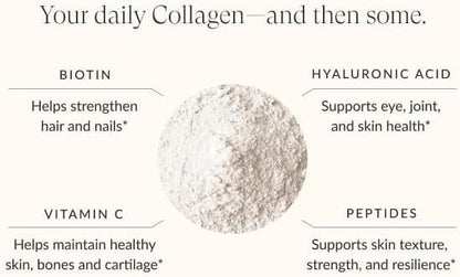 Beam Collagen Powder, Collagen for Women, Collagen with Hyaluronic Acid, Collagen Peptides Type 1 and 3, with Biotin, Grass Fed Bovine, Third-Party Tested, Best for Coffee, Vitamin C, 60 Servings