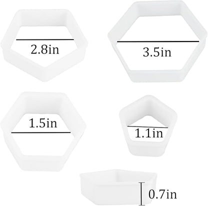 8 Pcs Soccer Ball Hexagon Cookie Cutter - 4 Sizes Geometric Biscuit Cutters Pattern Cake Topper Soccer Cookie Cutter Set for Baking Cake Decorations