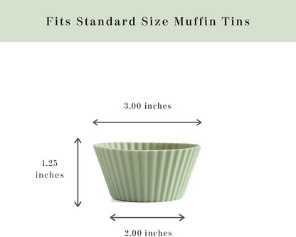 The Silicone Kitchen Reusable Silicone Baking Cup Silicone Muffin Liners for Cupcakes, BPA Free, Regular, 12 Pack, White Blue Green