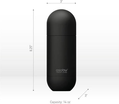 asobu Orb Stainless Steel Double Wall Insulated Travel Water Bottle – Lid Doubles as a Cup 14 Ounce (Pastel Mint)…