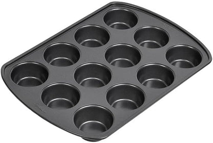 Wilton Gold Premium Non-Stick Warp-Resistant Bakeware, Made without PFAs, Muffin Pan, 12-cup, 10.5 x 15 x 1.4 in, Packaging May Vary