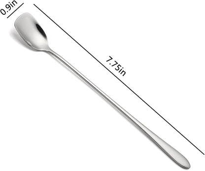 Long Coffee Spoons Steel Set of 6 Stainless Coffee Stirrer Iced Cream Scoop Cocktail Mixing Spoons (6)