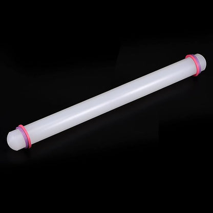 HARFINGTON Fondant Rolling Pin 20 Inch x 1.38 Inch Adjustable Guide Rings Non-Stick PP Plastic Fondant Roller Dough Roller Kitchen Decorating Tools for Cookie Pastry Pizza Clay