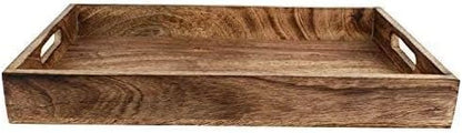 GoCraft Handmade Classic Wooden Tray – Medium 15" Serving Tray for Kitchen, Dining, and Home Use – Elegant Wood Serveware for Food, Drinks, Snacks, Coffee, Tea, Breakfast, Parties & Everyday Use