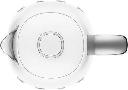 SMEG 50's Retro Style 7 Cup Electric Water Kettle with Automatic Shutoff, Removable Base, and Water Indicator, KLF03WHUS, White
